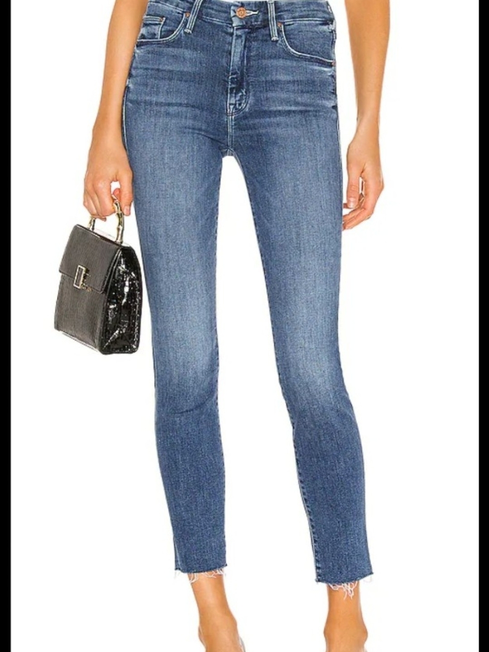 MOTHER The Looker Ankle Fray Groovin Skinny Jeans Blue Size 24 USA